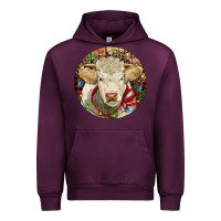 Mauve Wine Charolais Heifer Christmas Urban Hoodie - RanaPortraitStore