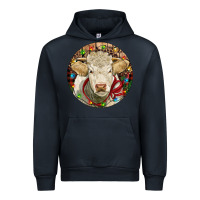Navy Charolais Heifer Christmas Urban Hoodie - RanaPortraitStore