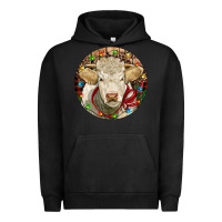 Pigment Black Charolais Heifer Christmas Urban Hoodie - RanaPortraitStore