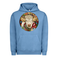 Pigment Pebble Blue Charolais Heifer Christmas Urban Hoodie - RanaPortraitStore