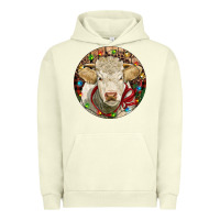 Pigment Pistachio Charolais Heifer Christmas Urban Hoodie - RanaPortraitStore