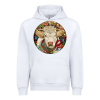 White Charolais Heifer Christmas Urban Hoodie - RanaPortraitStore