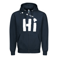 Navy hi hawaii Zipper Hoodie - artisFamous