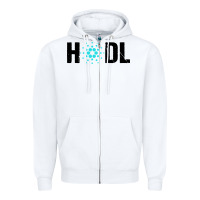 White hodl cardano Zipper Hoodie - artisFamous