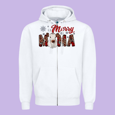 Merry Mama Zipper Hoodie Designed By Jahusdesignshop