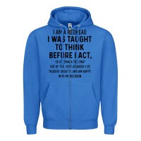 True Royal i am a redhead i was taught to think Zipper Hoodie - artisFamous