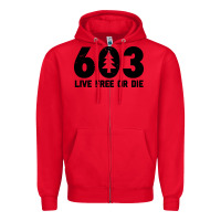 Red live free or die 603 tree Zipper Hoodie - artisFamous
