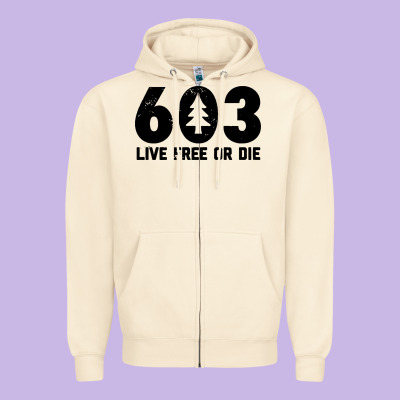 Live Free Or Die 603 Tree Zipper Hoodie Designed By Artisfamous