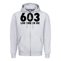 Heather Grey live free or die 603 tree Zipper Hoodie - artisFamous