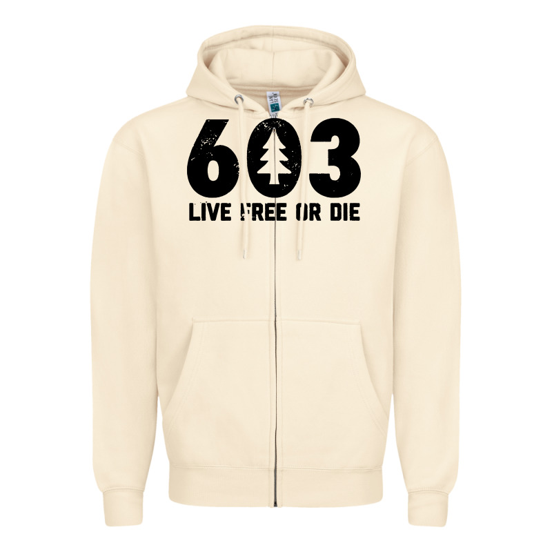 Live Free Or Die 603 Tree Zipper Hoodie by artisFamous | Teevron
