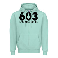 Seafoam live free or die 603 tree Zipper Hoodie - artisFamous