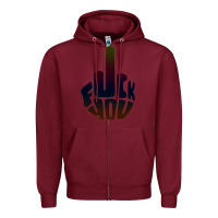 Burgundy fuck you middle finger Zipper Hoodie - artisFamous
