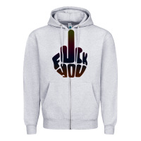 Heather Grey fuck you middle finger Zipper Hoodie - artisFamous