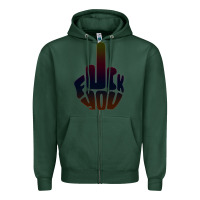 Sports Green fuck you middle finger Zipper Hoodie - artisFamous