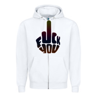 White fuck you middle finger Zipper Hoodie - artisFamous