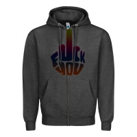 Charcoal Heather fuck you middle finger Zipper Hoodie - artisFamous