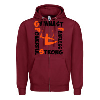 Burgundy awesome gymnastics boy gymnast power strong Zipper Hoodie - artisFamous