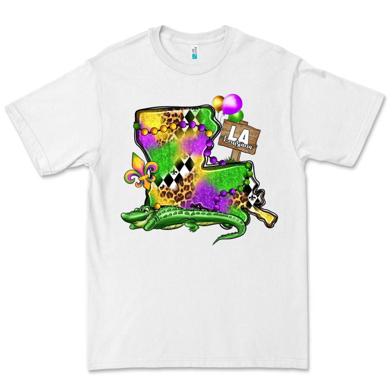Louisiana Map Alligator Mardi Gras Olivia Premium Tee by OliviaCreatesArt | Teevron