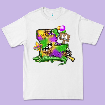 Louisiana Map Alligator Mardi Gras Olivia Premium Tee Designed By Oliviacreatesart
