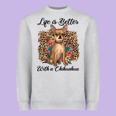 Life Is Better With A Chihuahua Heavyweight Sweatshirt Designed By Jahusdesignshop