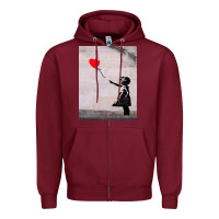 Burgundy banksy, hope Zipper Hoodie - artisFamous