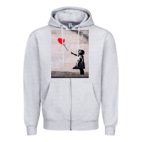 Heather Grey banksy, hope Zipper Hoodie - artisFamous