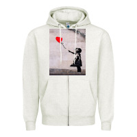 Oatmeal Heather banksy, hope Zipper Hoodie - artisFamous