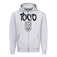 Heather Grey Olympic RingTokyo 2020 Zipper Hoodie - artisFamous