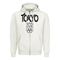 Oatmeal Heather Olympic RingTokyo 2020 Zipper Hoodie - artisFamous