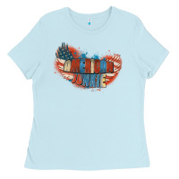 Baby Blue American junkie 4th of july Ladies Tee - FaDigitalArtStudio