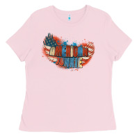 Bubblegum Pink American junkie 4th of july Ladies Tee - FaDigitalArtStudio