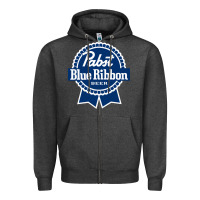 Charcoal Heather pabst blue ribbon Zipper Hoodie - artisFamous