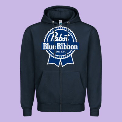 Pabst Blue Ribbon Zipper Hoodie Designed By Artisfamous
