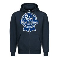 Navy pabst blue ribbon Zipper Hoodie - artisFamous