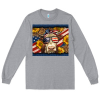 Heather Grey Western 4th Of July Cow Long Sleeve Tee - LillyAllenDesigns