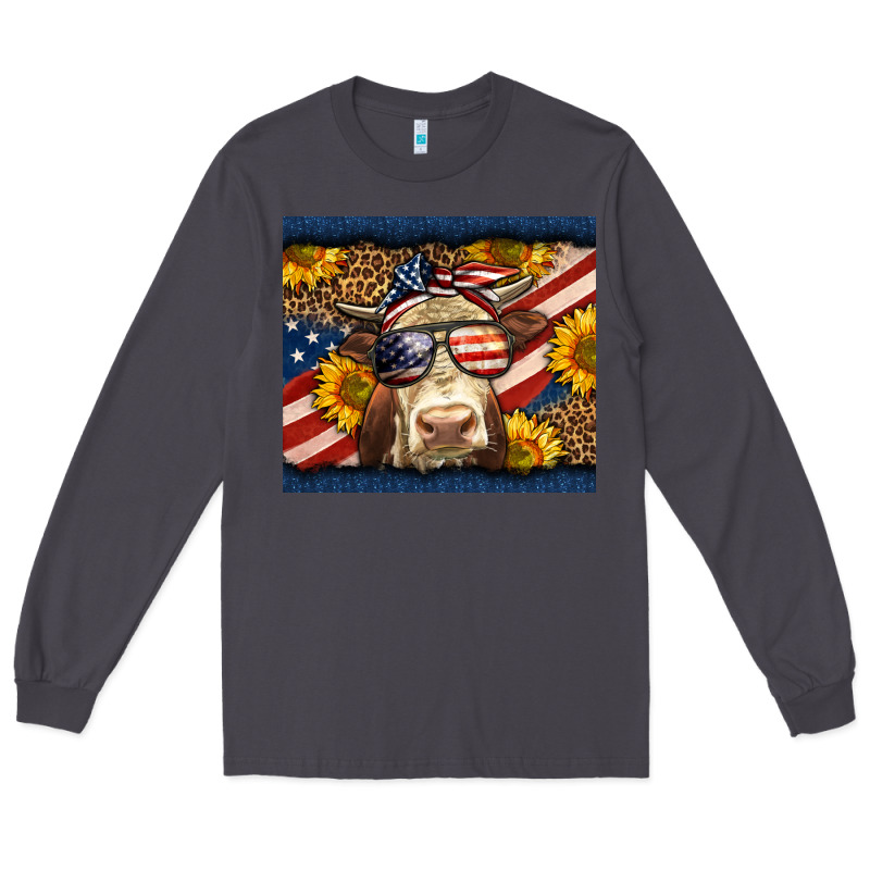 Western 4th Of July Cow Long Sleeve Tee by LillyAllenDesigns | Teevron