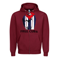 Burgundy free cuba Zipper Hoodie - artisFamous