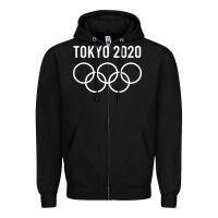 Black OLYMPIC TOKYO 2020 Zipper Hoodie - artisFamous