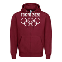 Burgundy OLYMPIC TOKYO 2020 Zipper Hoodie - artisFamous