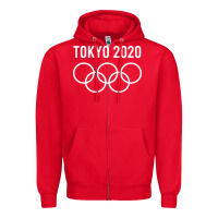 Red OLYMPIC TOKYO 2020 Zipper Hoodie - artisFamous