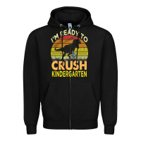 Black i'm ready to crush kindergarten dinosaur back to school kids t shirt Zipper Hoodie - artisFamous