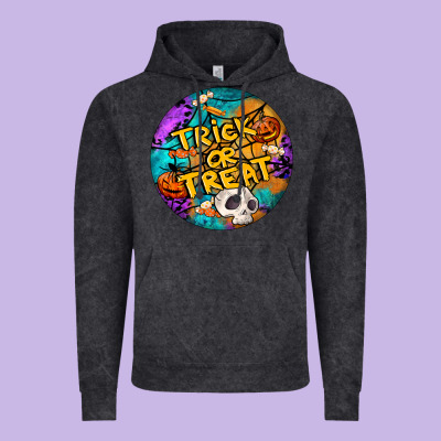 Trick Or Treat Hallowen Round Vintage Hoodie Designed By Lillyallendesigns