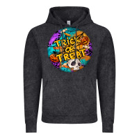 Vintage Black Trick Or Treat Hallowen Round Vintage Hoodie - LillyAllenDesigns