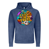 Vintage Denim Trick Or Treat Hallowen Round Vintage Hoodie - LillyAllenDesigns