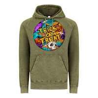 Vintage Olive Trick Or Treat Hallowen Round Vintage Hoodie - LillyAllenDesigns