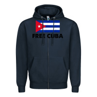 Navy free cuba  sos cuba cuba pride nuestra cuba Zipper Hoodie - artisFamous