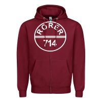 Burgundy rorer 714 Zipper Hoodie - artisFamous
