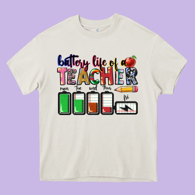 Battery Life Of Teacher Heavy Core Tee Designed By Cowgirlartshop