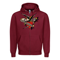 Burgundy sailor jerry tattoo art military mermaid Zipper Hoodie - artisFamous