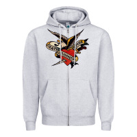 Heather Grey sailor jerry tattoo art military mermaid Zipper Hoodie - artisFamous